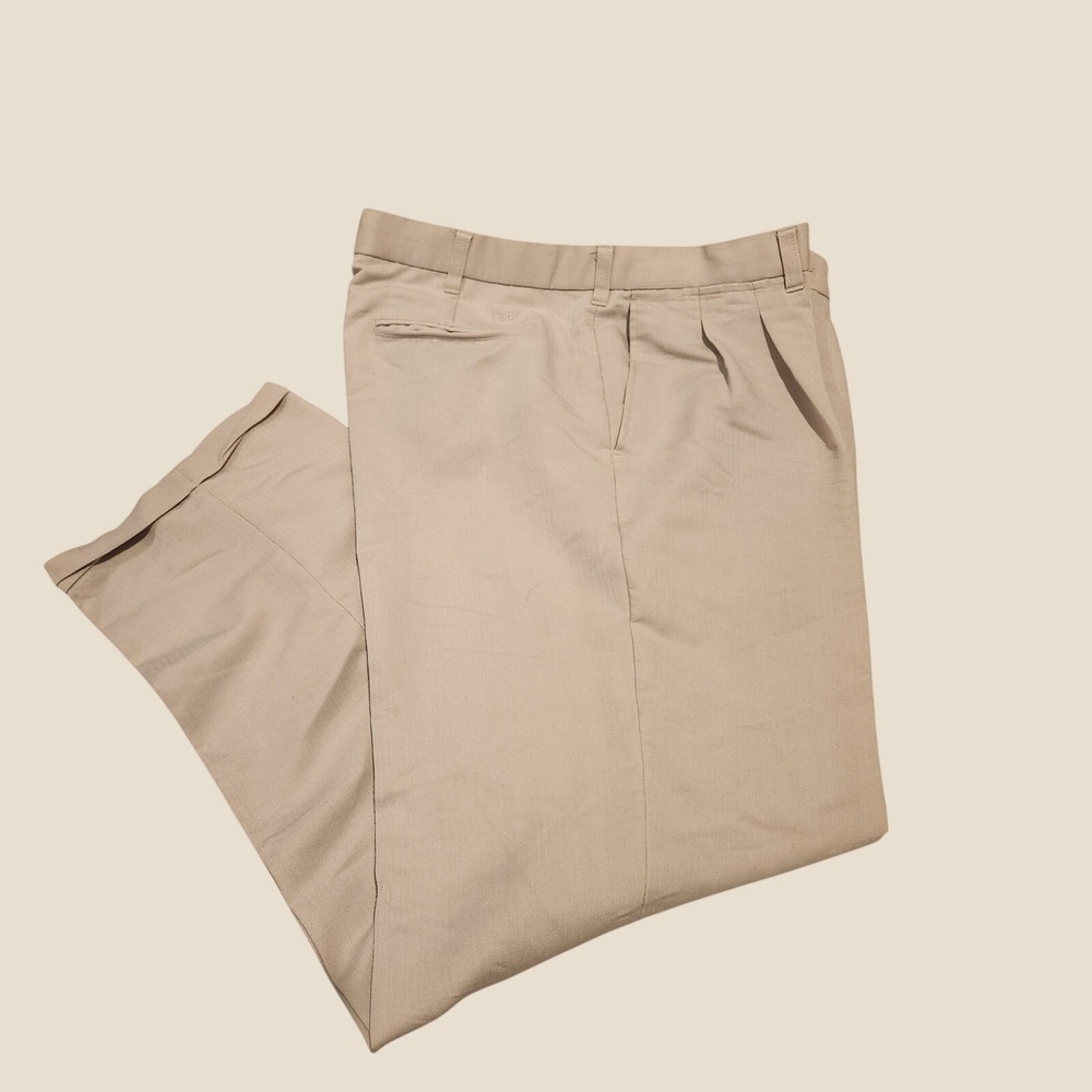 PING Mens Pleated Golf Dress Pants 38x34 Tan Cuffed Chino Khakis Athleisure